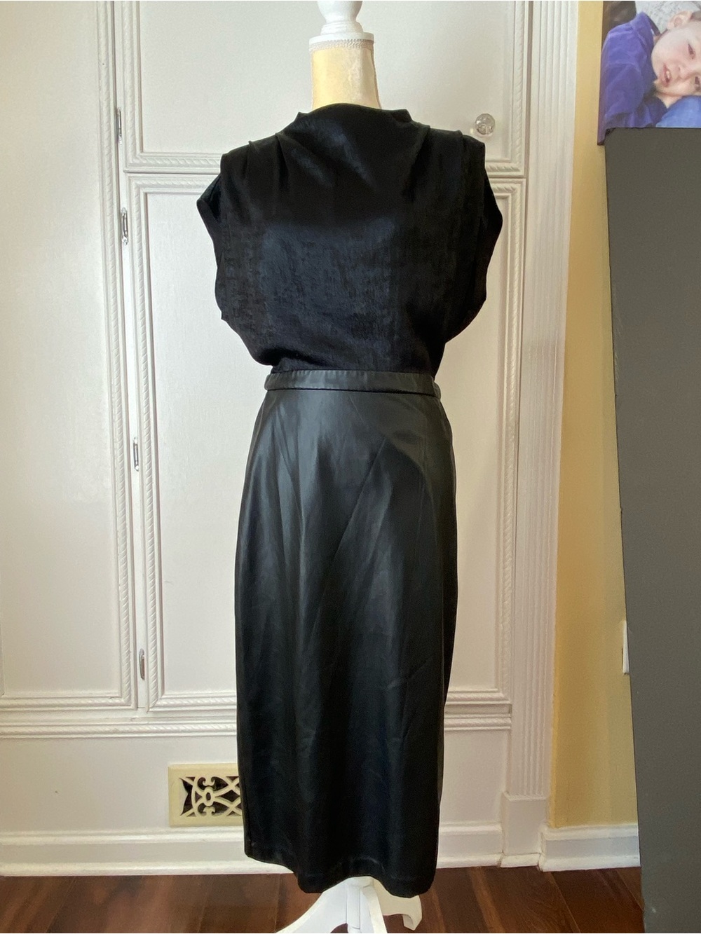 Express Black Midi Leather Skirt